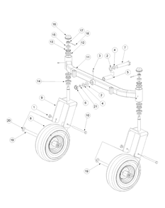 Front Caster Assembly Diagram and Parts List for M54-KW 53CB5DBW750-23HP-OHV Cub Cadet Lawn Tractor